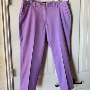 Talbots Purple Ankle Cropped Pants with Chevron Trim